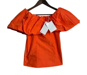 COS Voluminous Off-The-Shoulder Top in Bright Orange size 4 NWT thumbnail 1