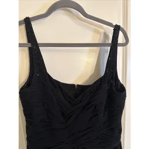 Vintage Jones New York 100% Silk Black Beaded Slip Dress Size 14 Whimsigoth thumbnail 2