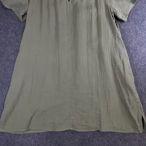 Old Navy Womens Olive Green Cotton Gauze Ruffle Neck Shift Dress Large Short Slv thumbnail 9