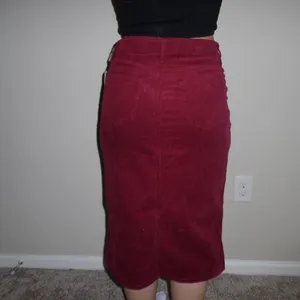 Burgundy Corduroy Midi Skirt thumbnail 2