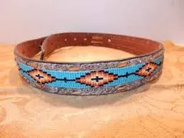 Women’s Ariat hair on cowhide leather, turquoise beaded and rhinestone belt Medi thumbnail 2