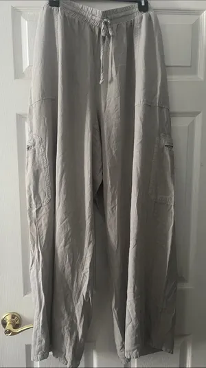 wild fable Wide-Leg Drawstring Cargo Pants - Light Taupe thumbnail 1