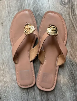 DV by Dolce Vita Brown and Gold Embellished Flip Flops thumbnail 1