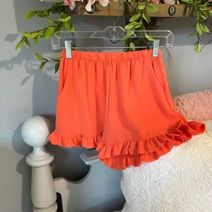 Tyche Shorts Bloomer Elastic Waist Ruffle Womens Small Flirty Pumpkin Orange thumbnail 2