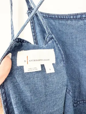 Anthropologie Wide Leg Overalls Women's‎ S Blue Utility Chic thumbnail 5