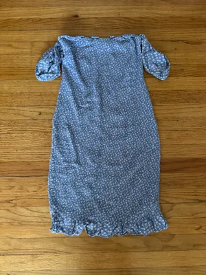 Abercrombie & Fitch Blue floral Shirred Smocked Dress thumbnail 2
