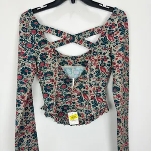 Free People Melanie Long Sleeve Top Floral Cotton Cottagecore Romantic Small NWT thumbnail 8