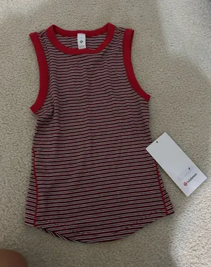 lululemon athletica Red Striped Sleeveless Tank thumbnail 1