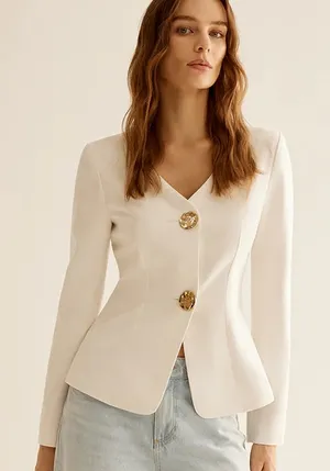 Commense Split Skinny Blazer size large White thumbnail 1