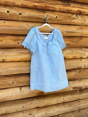 Kourt Light Blue Size S Juliet Cotton Lace Collar Mini Dress Few Moda thumbnail 6