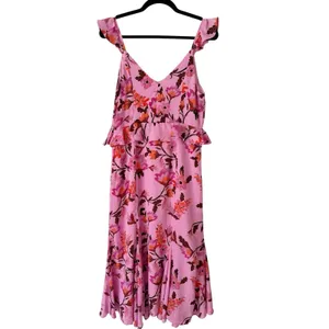 NWOT Chelsea 28 Annie Floral Print Ruffle Midi Dress Purple Size Medium thumbnail 3