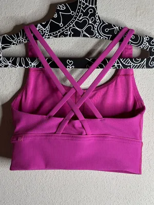 Lululemon Energy Longline Bra Ribbed pink W2BLIS size 6 thumbnail 2