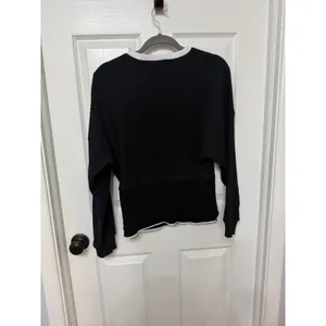 Zara Black White Ribbed‎ Knit Button Shoulder Sweater Womens Large Nautical Crew thumbnail 7