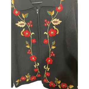 Vintage Crystal Kobe Embroidered Cardigan Sweater Size‎ S thumbnail 3