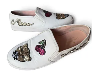 Kate Spade New York Lizbeth Slip-On Sneakers Sequin Cat Meow Lips Cherries sz 9 thumbnail 1
