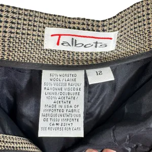 Talbots Vintage Tan Black Mini Checkered Worsted Wool Tweed High‎ Rise Pants 12 thumbnail 6