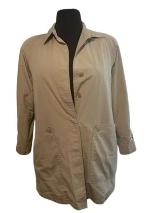 London Fog Trench Coat Women 12 Reg Tan Excellent Khaki Minimalist‎ thumbnail 1