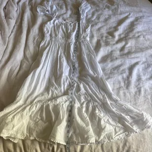 Dizzy Lizzy White Cotton Midi Dress L Ruffle Smocked Cottagecore Prairie Bridal thumbnail 7