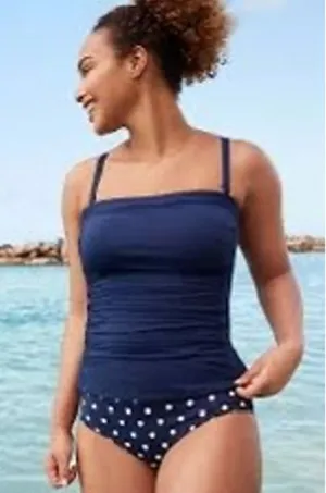 NWT Lands’ End Bandeau Tankini Top Size 2 XS Tummy Control Swimwear E2 thumbnail 1