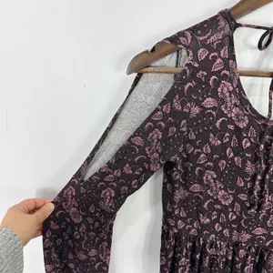 American Eagle Purple Floral Top Womens Small Flare Sleeve Boho Whimsigoth Fairy thumbnail 6
