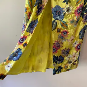 Anthropologie Strapless Midi Dress Floral Silk Blend Yellow Wedding Guest Small thumbnail 6