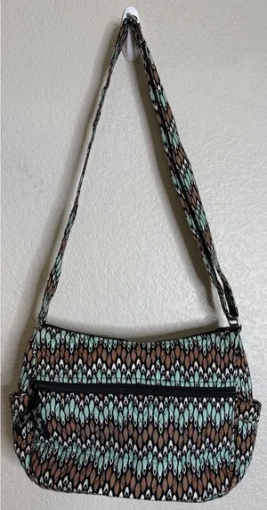 Vera Bradley Womens Medium Crossbody Bag Brown Teal Quilted Western Boho Chic thumbnail 1