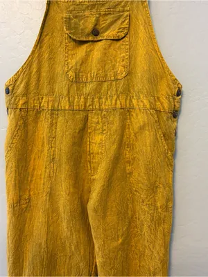Rhea mustard yellow acid wash looking bohemian overalls size medium thumbnail 10