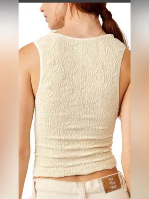 Free People Love letter Tank sweetheart sz M/L. Cream thumbnail 6