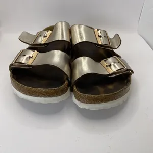 Birkenstock Arizona Sandals Women's Size 37 US‎ 6 Gold Double Strap thumbnail 2