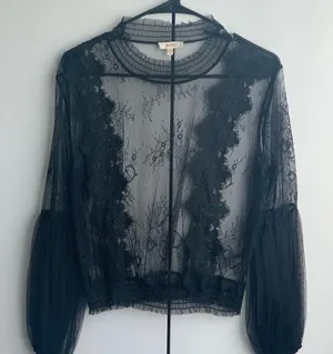 For Love And Lemons Black Sheer Lace Blouse thumbnail 1