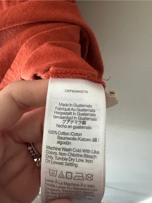 Madewell Rust Orange‎ Red Softfade Cotton Oversized Pocket Tee NA459 thumbnail 5