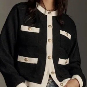 By Anthropologie Colorblock Tweed Coatigan Lady Jacket Size: XL thumbnail 2
