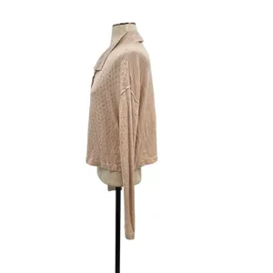 Free People Betty Cardigan Sweater Linen Blend‎ Beige Tan Size XL thumbnail 7