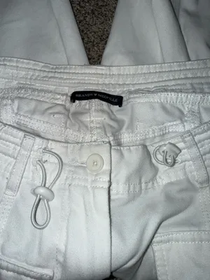 Brandy Melville White Cargo Pants with Bungee Cord Details thumbnail 5