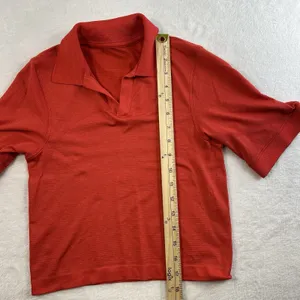 Lululemon Sz 0‎ Swiftly Tech Relaxed-Fit Polo Shirt Cropped Hot Heat / Red Glow thumbnail 10
