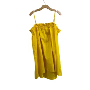 H&M Yellow Spaghetti‎ Strap Peasant Mini Dress 100% Cotton Size XL thumbnail 2