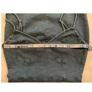 Windsor Womens Small Blue Denim Mini Dress Bustier Bodice Adjustable Straps Zip thumbnail 3
