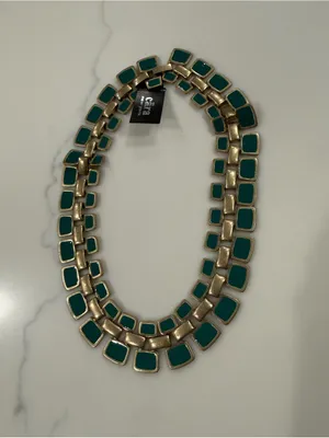 Nordstrom Cara chunky Emerald Green Double-Row collar Statement Necklace glam thumbnail 4