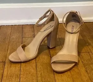 Just fab Tan Block Heel Sandals 3” heel thumbnail 1
