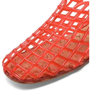 BRAND NEW ~ Red Jelly Mesh Flats Sandals Summer Beach Sandals ~ Women's 9 1/2 thumbnail 4