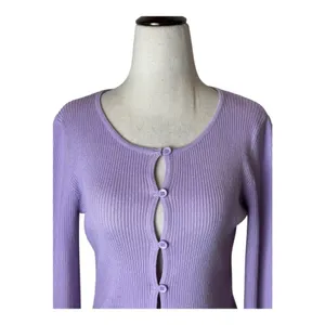 Tiger Mist Sweater Women XS Purple Ribbed Knit Monica Cardigan Sexy‎ Preppy thumbnail 5