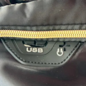 Black laptop backpack NWT gold, zippers, multitude of pockets thumbnail 4