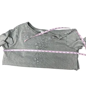 North Style Embroidered Floral Stonewash Sweater Womens Large Boho Whimsigoth thumbnail 9