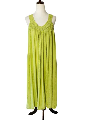 VINTAGE Lime Green Gauze Midi Dress thumbnail 2
