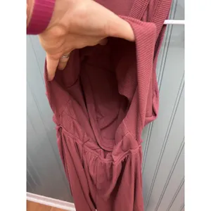 Latched Mama Nursing Jumpsuit Plum Burgundy Ribbed Sleeveless Wide Leg Small thumbnail 5