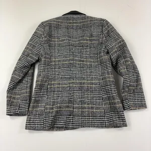Altar'd State Blazer Womens XS Gray Plaid Faux Leather Collar Lined Jacket thumbnail 8