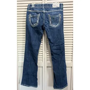 Rock & Roll Cowgirl‎ Bootcut Denim Jeans Pocket Beads Embroidered Gems Sz 29x32 thumbnail 5