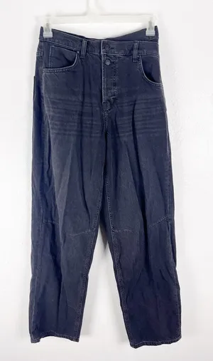 FREE PEOPLE We The Free Black Crossroads Boyfriend Barrel Jeans Size 27 Slouchy thumbnail 1