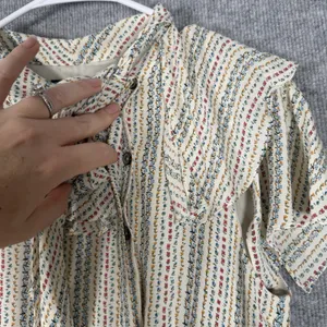 Brooks Brothers Size-6 Womens Midi Shirt Dress Silk Floral Ruffle Cream thumbnail 12