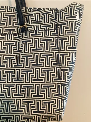 Tory Burch Black and White Signature Geometric Tote thumbnail 5